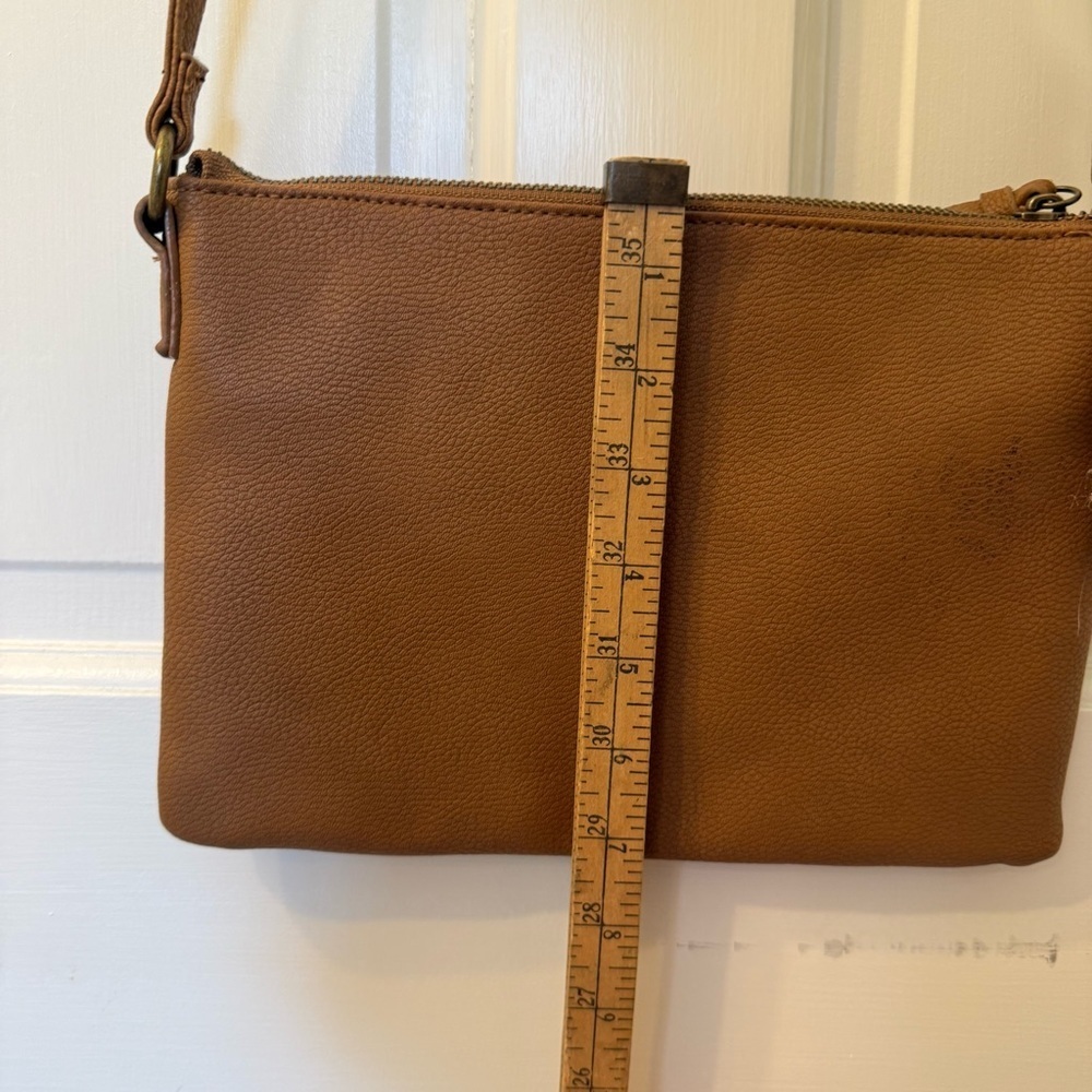 Tan Leather Crossbody Bag with Structured Design - Picture 11 of 14